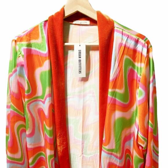 URBAN OUTFITTERS Livie Printed Robe In Orange - Picture 4 of 5